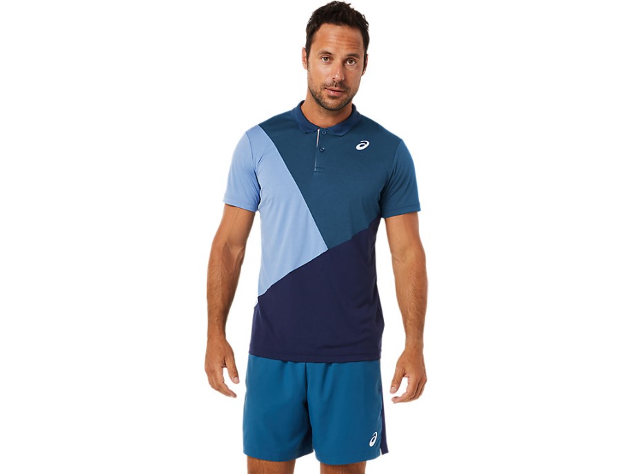 Peacoat Asics Men Court Color Block Polo Majica