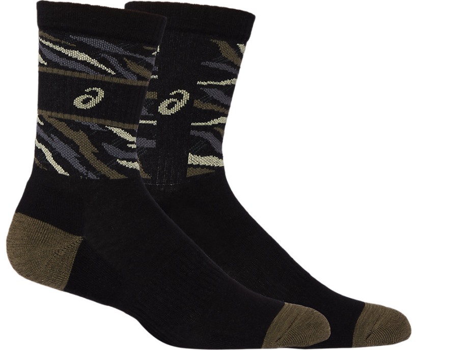 Performance Black Asics 2ppk Tiger Camo Crew Sock