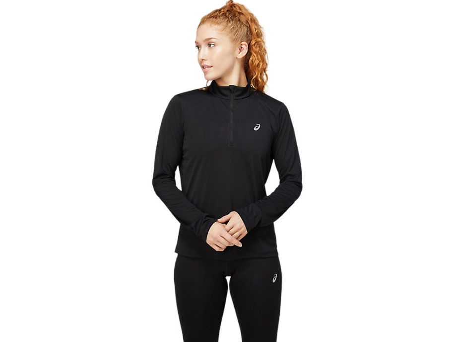 Performance Black Asics Core Ls 1/2 Zip Top